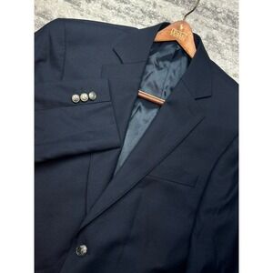Orvis Sport Coat Mens 40R Navy Blue Wool Two Button Crested Silver Buttons 10FJ